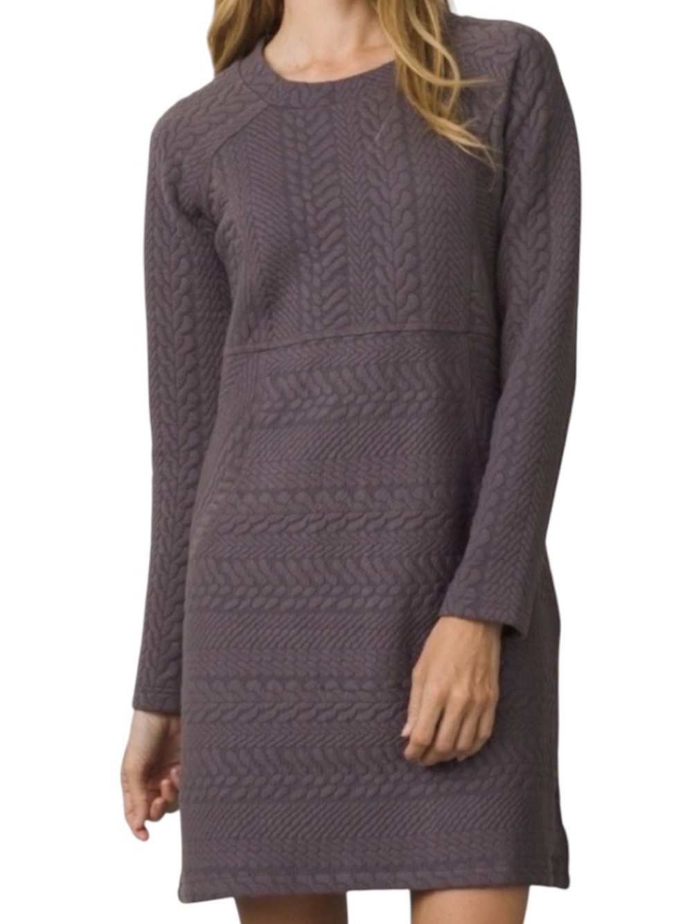 prAna Macee Gray Jacquard Textured Knit Long Sleeve Shift Dress M